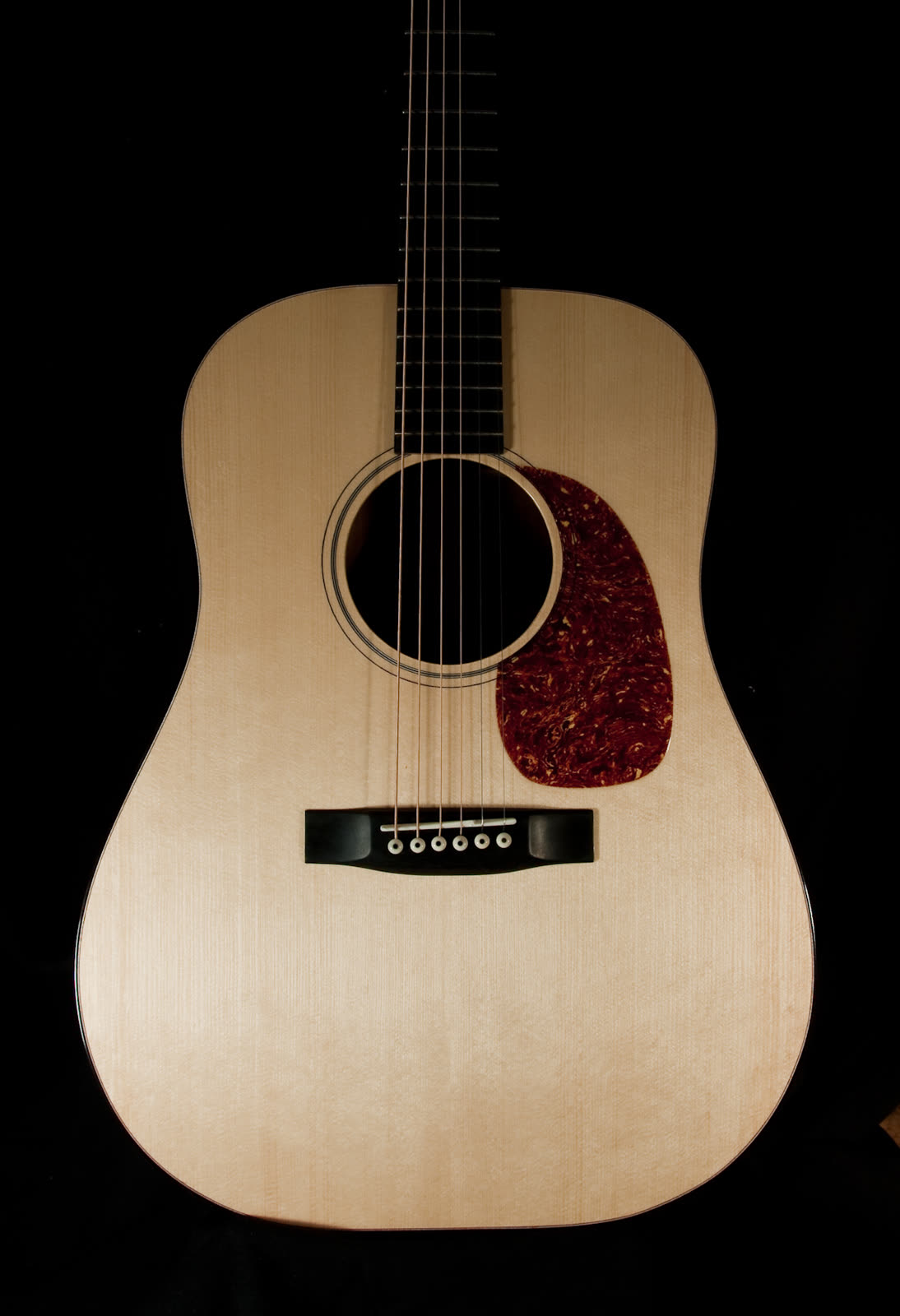 Dreadnought guitar, top, finish over tortoise celluoid pickguard
